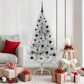 Árbol de Navidad Artificial Preiluminado Plateado 150 cm PET en Decoración Festiva y Estacional | Comprar online en Foru.es
