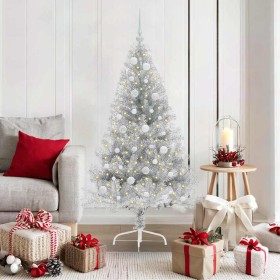 Árbol de Navidad Artificial Preiluminado Plateado 150 cm PET en Decoración Festiva y Estacional | Comprar online en Foru.es