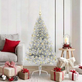 Árbol de Navidad Artificial Preiluminado Plateado 150 cm PET en Decoración Festiva y Estacional | Comprar online en Foru.es