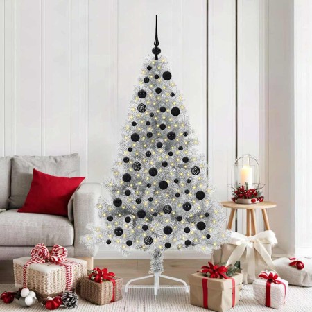 Árbol de Navidad Artificial Preiluminado Plateado 180 cm PET en Decoración Festiva y Estacional | Comprar online en Foru.es