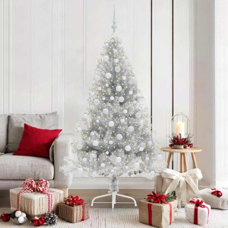 Árbol de Navidad Artificial Preiluminado Plateado 180 cm PET en Decoración Festiva y Estacional | Comprar online en Foru.es