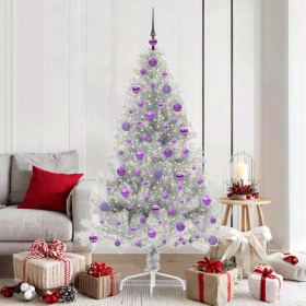 Árbol de Navidad Artificial Preiluminado Plateado 180 cm PET en Decoración Festiva y Estacional | Comprar online en Foru.es