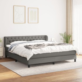 Cama box spring con colchón tela gris oscuro 160x200 cm de vidaXL, Camas y somieres - Ref: Foro24-3126494, Precio: 537,54 €, ...