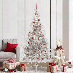Árbol de Navidad Artificial Preiluminado Plateado 210 cm PET en Decoración Festiva y Estacional | Comprar online en Foru.es