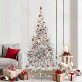 Árbol de Navidad Artificial Preiluminado Plateado 210 cm PET en Decoración Festiva y Estacional | Comprar online en Foru.es