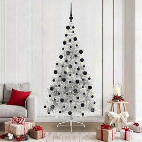 Árbol de Navidad Artificial Preiluminado Plateado 210 cm PET en Decoración Festiva y Estacional | Comprar online en Foru.es