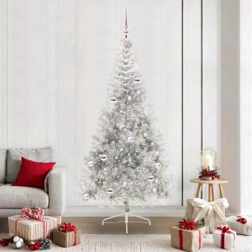 Árbol de Navidad Artificial Preiluminado Plateado 210 cm PET en Decoración Festiva y Estacional | Comprar online en Foru.es
