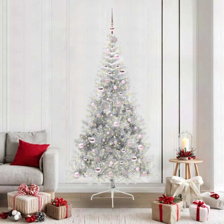 Árbol de Navidad Artificial Preiluminado Plateado 210 cm PET en Decoración Festiva y Estacional | Comprar online en Foru.es