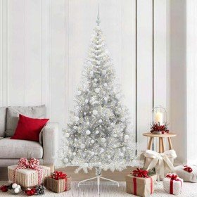 Árbol de Navidad Artificial Preiluminado Plateado 210 cm PET en Decoración Festiva y Estacional | Comprar online en Foru.es