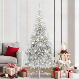 Árbol de Navidad Artificial Preiluminado Plateado 210 cm PET en Decoración Festiva y Estacional | Comprar online en Foru.es