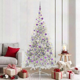 Árbol de Navidad Artificial Preiluminado Plateado 210 cm PET en Decoración Festiva y Estacional | Comprar online en Foru.es