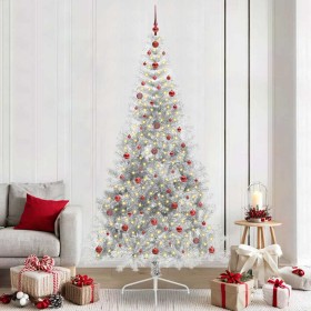 Árbol de Navidad Artificial Preiluminado Plateado 240 cm PET en Decoración Festiva y Estacional | Comprar online en Foru.es