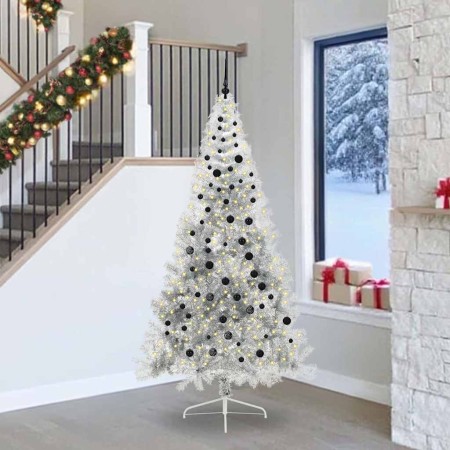 Árbol de Navidad Artificial Preiluminado Plateado 240 cm PET en Decoración Festiva y Estacional | Comprar online en Foru.es