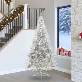 Árbol de Navidad Artificial Preiluminado Plateado 240 cm PET en Decoración Festiva y Estacional | Comprar online en Foru.es