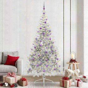 Árbol de Navidad Artificial Preiluminado Plateado 240 cm PET en Decoración Festiva y Estacional | Comprar online en Foru.es
