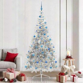 Árbol de Navidad Artificial Preiluminado Plateado 240 cm PET en Decoración Festiva y Estacional | Comprar online en Foru.es