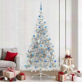 Árbol de Navidad Artificial Preiluminado Plateado 240 cm PET en Decoración Festiva y Estacional | Comprar online en Foru.es