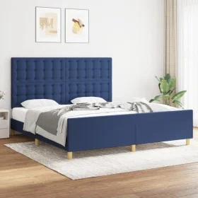 Estructura de cama con cabecero de tela azul 180x200 cm de vidaXL, Camas y somieres - Ref: Foro24-3125403, Precio: 240,11 €, ...