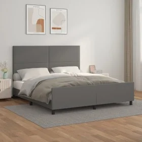 Estructura de cama con cabecero cuero sintético gris 160x200cm de vidaXL, Camas y somieres - Ref: Foro24-3125461, Precio: 232...