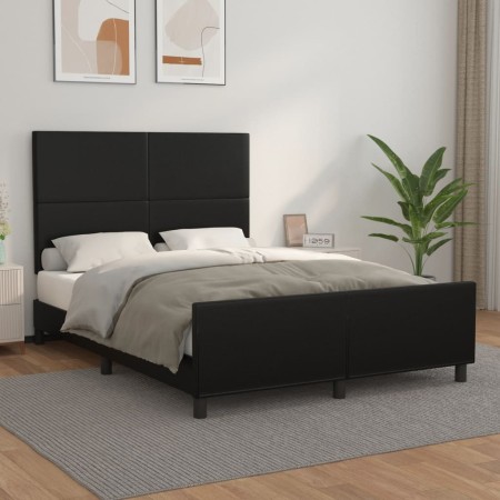 Estructura de cama con cabecero cuero sintético negro 140x200cm de vidaXL, Camas y somieres - Ref: Foro24-3125451, Precio: 25...