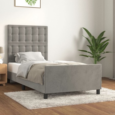 Estructura de cama con cabecero terciopelo gris claro 80x200 cm de vidaXL, Camas y somieres - Ref: Foro24-3125965, Precio: 16...