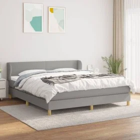 Box spring bed with light gray fabric mattress 160x200 cm by vidaXL, Beds and slatted bases - Ref: Foro24-3126653, Price: 496...