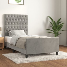 Estructura de cama con cabecero terciopelo gris claro 100x200cm de vidaXL, Camas y somieres - Ref: Foro24-3125922, Precio: 16...