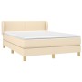 Cama box spring con colchón tela color crema 140x200 cm de vidaXL, Camas y somieres - Ref: Foro24-3126650, Precio: 465,45 €, ...
