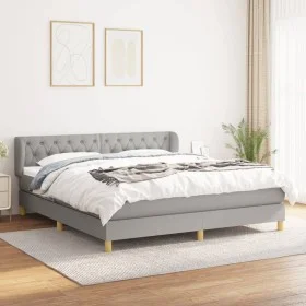 Cama box spring con colchón tela gris claro 160x200 cm de vidaXL, Camas y somieres - Ref: Foro24-3127053, Precio: 512,06 €, D...