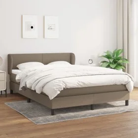 Box spring bed with taupe gray fabric mattress 140x200 cm by vidaXL, Beds and slatted bases - Ref: Foro24-3126089, Price: 454...
