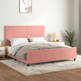 Pink velvet bed frame with headboard 180x200 cm by vidaXL, Beds and slatted bases - Ref: Foro24-3125652, Price: 216,47 €, Dis...