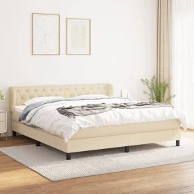 Cama box spring con colchón tela color crema 160x200 cm de vidaXL, Camas y somieres - Ref: Foro24-3126498, Precio: 523,91 €, ...
