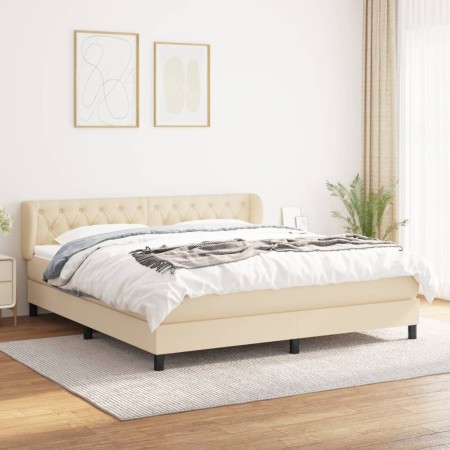 Cama box spring con colchón tela color crema 160x200 cm de vidaXL, Camas y somieres - Ref: Foro24-3126498, Precio: 557,76 €, ...