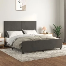 Dark gray velvet bed frame with headboard 180x200 cm by vidaXL, Beds and slatted bases - Ref: Foro24-3125648, Price: 222,94 €...