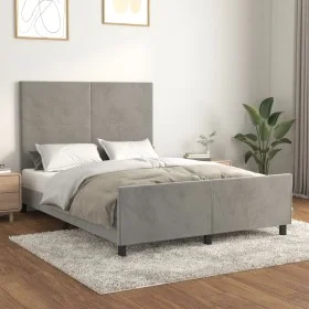 Estructura de cama con cabecero terciopelo gris claro 140x190cm de vidaXL, Camas y somieres - Ref: Foro24-3125629, Precio: 20...