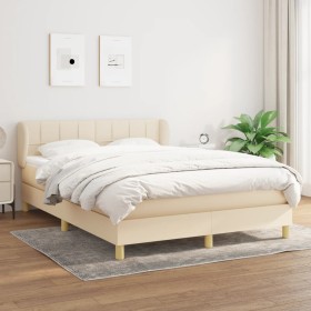 Cama box spring con colchón tela color crema 140x200 cm de vidaXL, Camas y somieres - Ref: Foro24-3126810, Precio: 449,93 €, ...