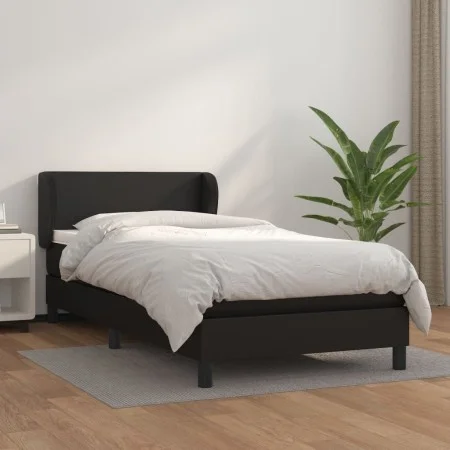 Cama box spring con colchón cuero sintético negro 90x190 cm de vidaXL, Camas y somieres - Ref: Foro24-3127169, Precio: 293,82...