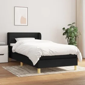 Box spring bed with black fabric mattress 90x190 cm by vidaXL, Beds and slatted bases - Ref: Foro24-3126847, Price: 283,75 €,...