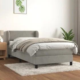 Box spring bed with light gray velvet mattress 80x200 cm by vidaXL, Beds and slatted bases - Ref: Foro24-3127397, Price: 282,...