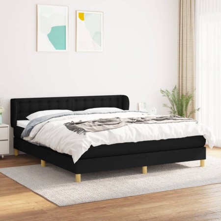 Cama box spring con colchón tela negro 180x200 cm de vidaXL, Camas y somieres - Ref: Foro24-3127143, Precio: 575,00 €, Descue...