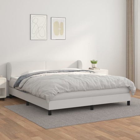 Cama box spring con colchón cuero sintético blanco 180x200 cm de vidaXL, Camas y somieres - Ref: Foro24-3127206, Precio: 552,...