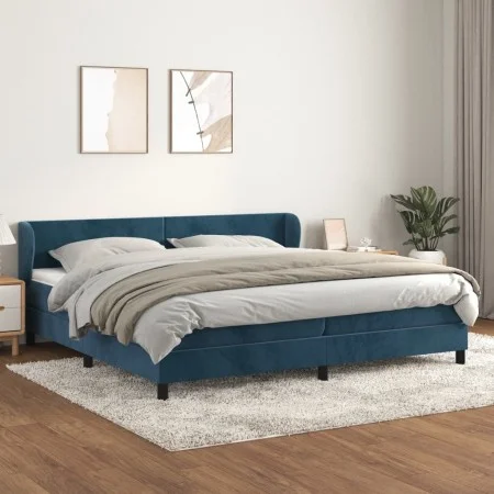 Box spring bed with dark blue velvet mattress 200x200 cm by vidaXL, Beds and slatted bases - Ref: Foro24-3127395, Price: 577,...