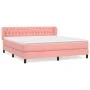 Cama box spring con colchón terciopelo rosa 160x200 cm de vidaXL, Camas y somieres - Ref: Foro24-3127684, Precio: 461,89 €, D...