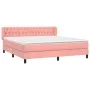 Cama box spring con colchón terciopelo rosa 160x200 cm de vidaXL, Camas y somieres - Ref: Foro24-3127684, Precio: 461,89 €, D...