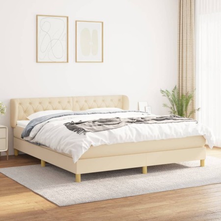 Cama box spring con colchón tela color crema 160x200 cm de vidaXL, Camas y somieres - Ref: Foro24-3127058, Precio: 560,69 €, ...