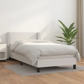 Cama box spring con colchón cuero sintético blanco 90x190 cm de vidaXL, Camas y somieres - Ref: Foro24-3127224, Precio: 322,4...