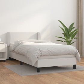 Cama box spring con colchón cuero sintético blanco 90x190 cm de vidaXL, Camas y somieres - Ref: Foro24-3127224, Precio: 329,4...