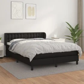 Cama box spring con colchón cuero sintético negro 140x190 cm de vidaXL, Camas y somieres - Ref: Foro24-3127307, Precio: 474,8...
