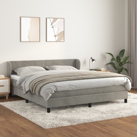 Cama box spring con colchón terciopelo gris claro 180x200 cm de vidaXL, Camas y somieres - Ref: Foro24-3127385, Precio: 521,4...