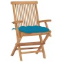 Sillas de jardín 2 uds madera teca con cojines azul claro en Sillas de jardín | Comprar online en Foru.es